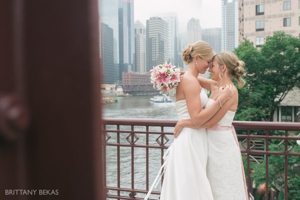 Kinzie Street Bridge Millenium Park Gay Wedding Photos_0014