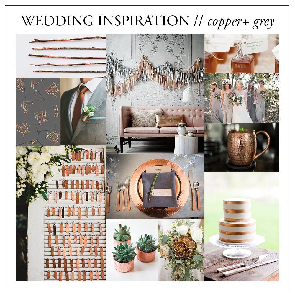 wedding color inspiration // copper and grey cement
