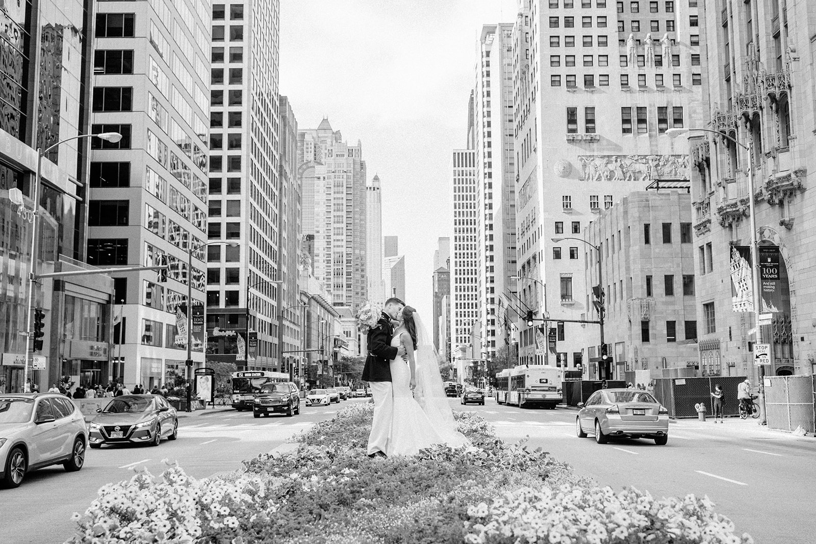 Michigan Ave Chicago Wedding Photos