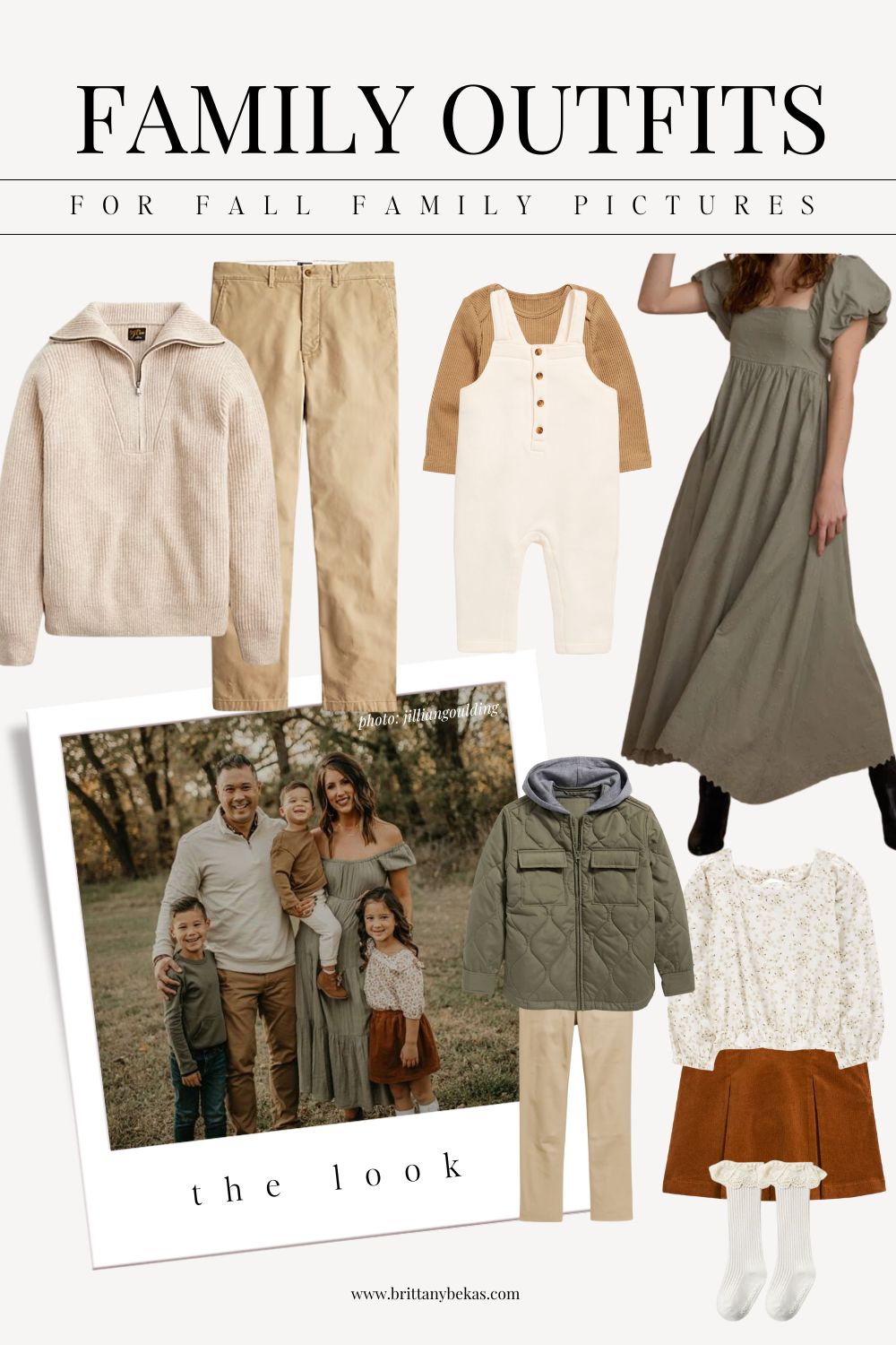 Neutral Green Fall family Photo Outfit Ideas 2024