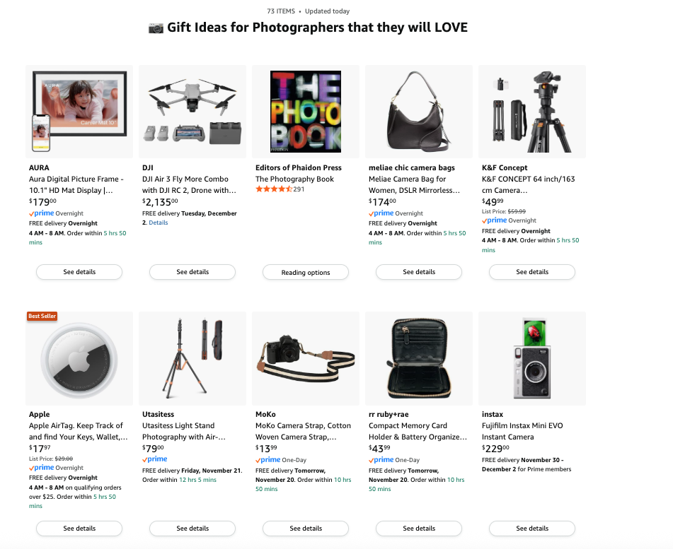 Gift Ideas for Photographers For Christmas Gifts
