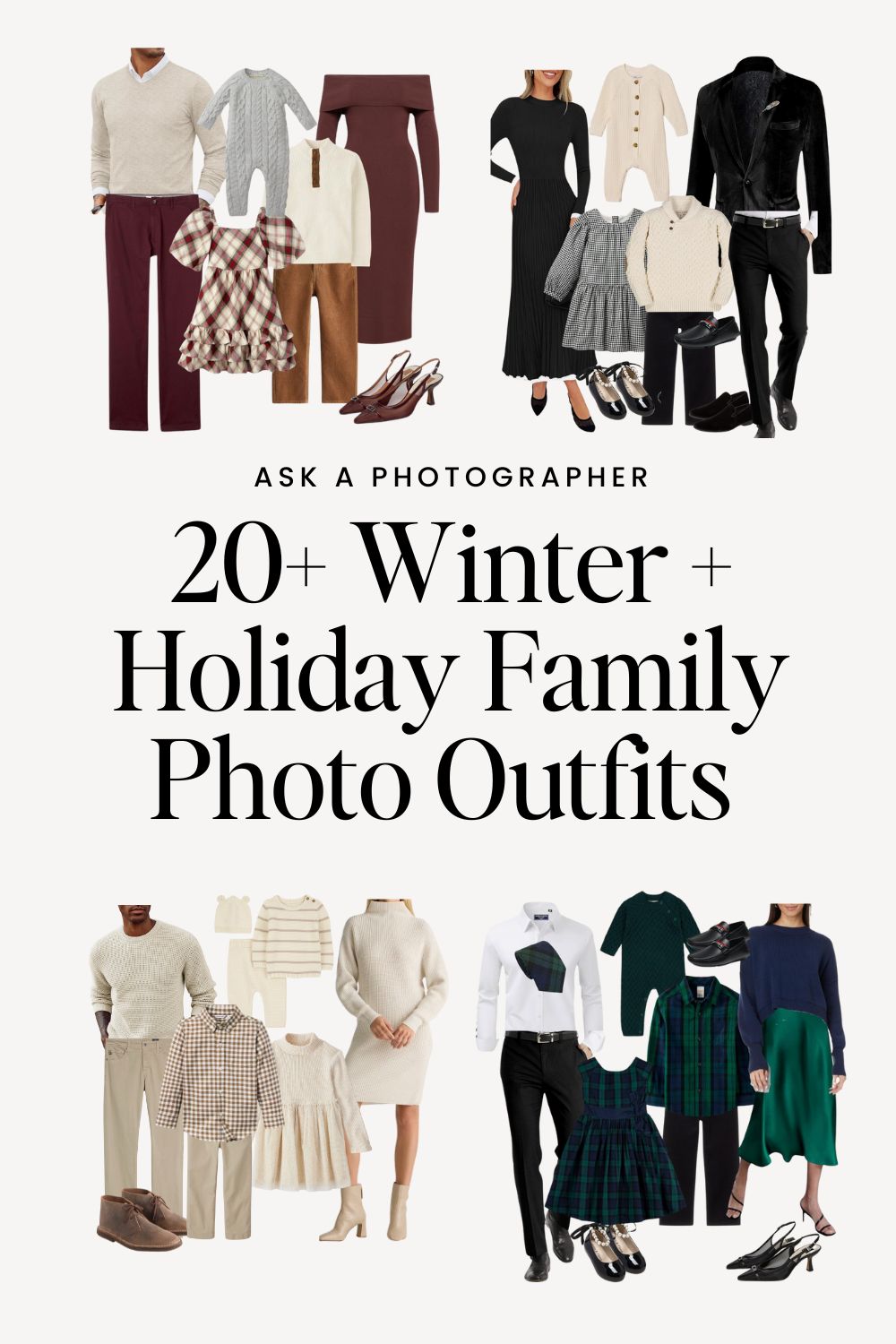 Winter and Holiday Family Photo Outfit Ideas