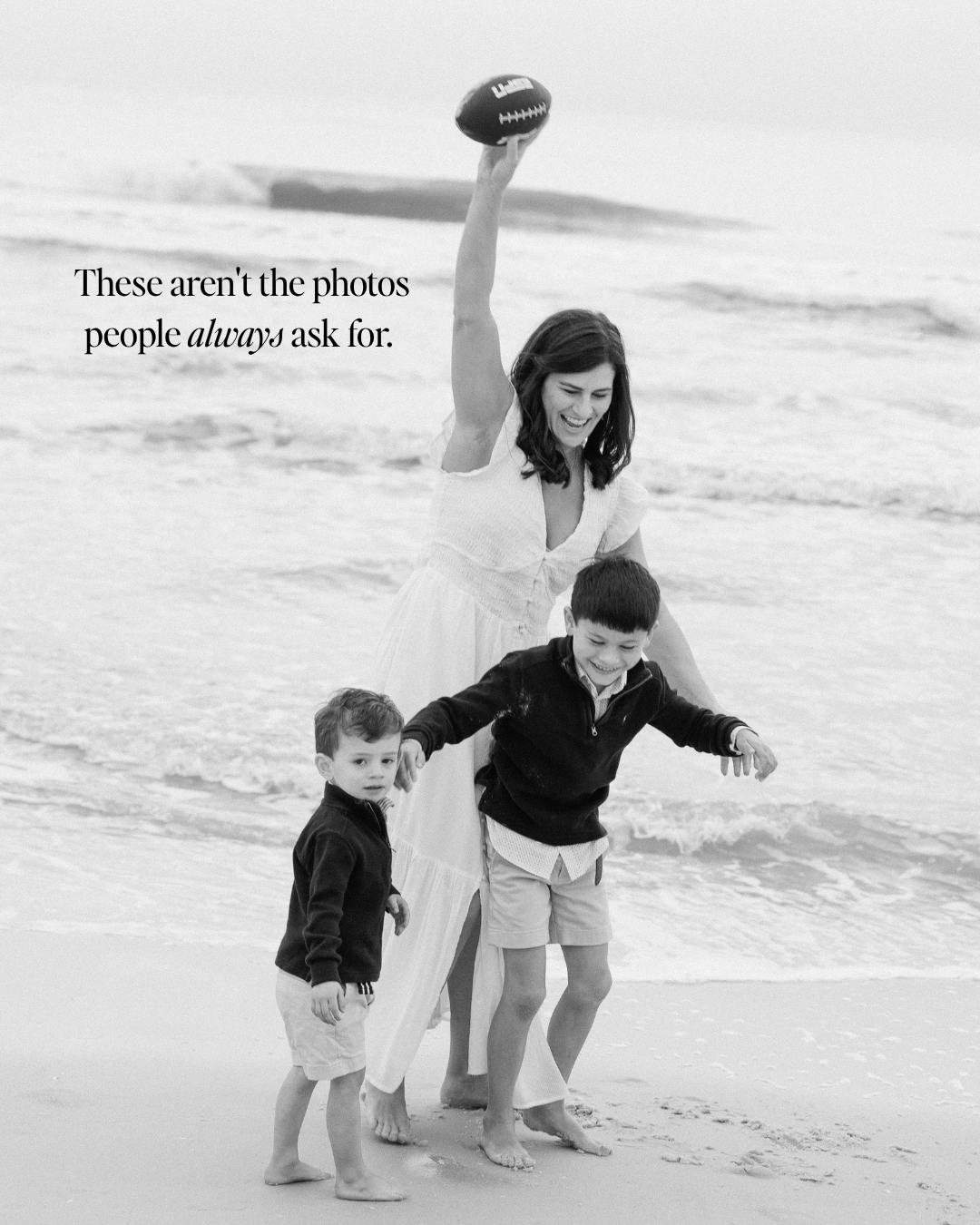 playing football on the beach in naples during family photos