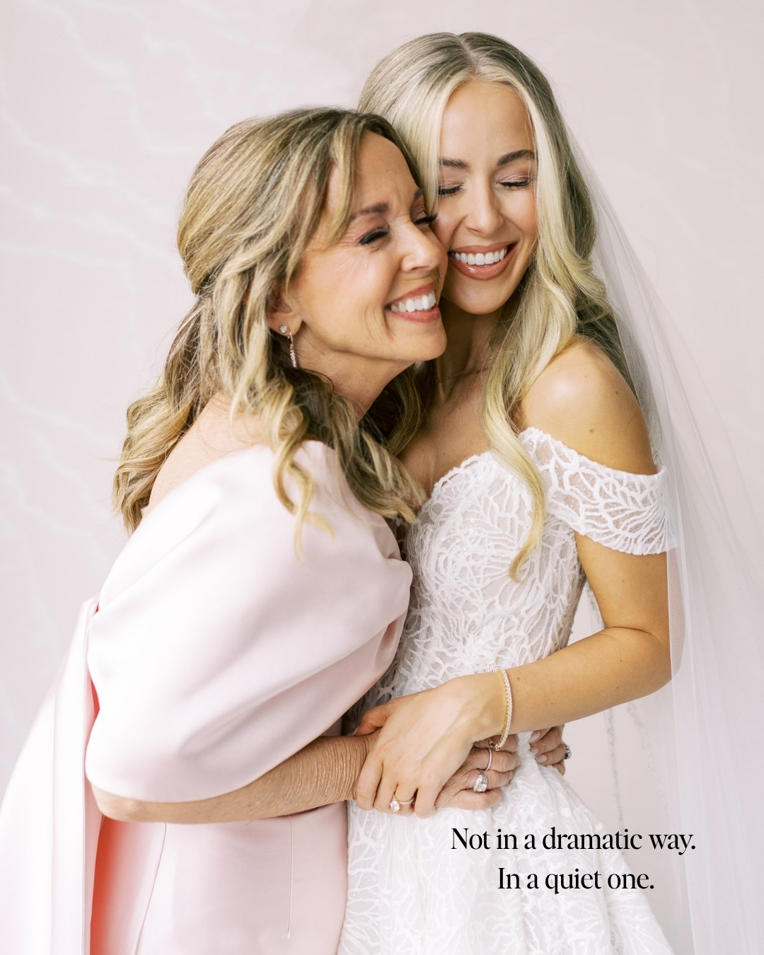mom and bride hugging in marco island