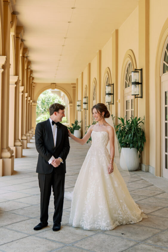 Bride and groom first look at The Ritz-Carlton Naples wedding