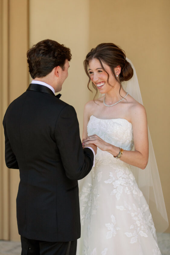 Bride and groom first look at The Ritz-Carlton Naples wedding
