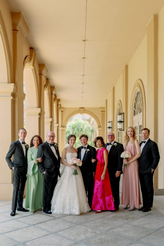 Family portrait among the architecture at Ritz-Carlton Naples