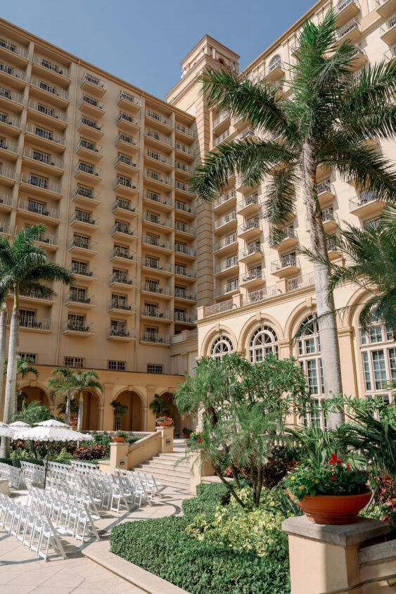 Outdoor courtyard wedding ceremony at The Ritz-Carlton Naples
