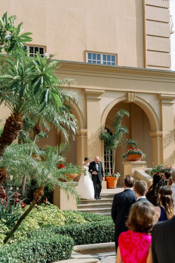 Bride walking down the aisle at Ritz-Carlton Naples wedding