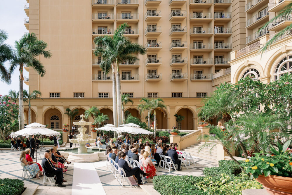 Outdoor courtyard ceremony The Ritz-Carlton Naples wedding