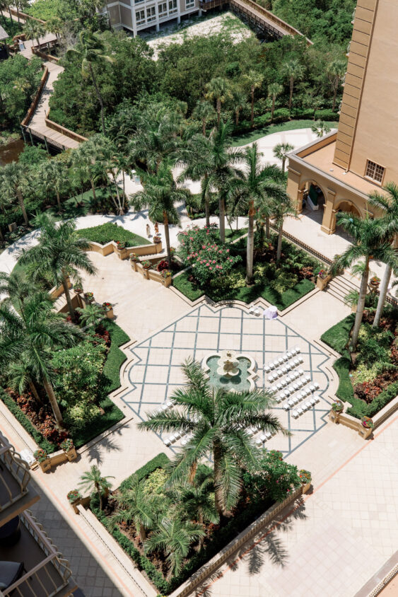 Outdoor courtyard wedding ceremony at The Ritz-Carlton Naples